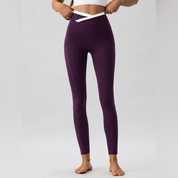 Berlook Pants - Berlook Activewear Purple Natural Waisted Leggings 25"